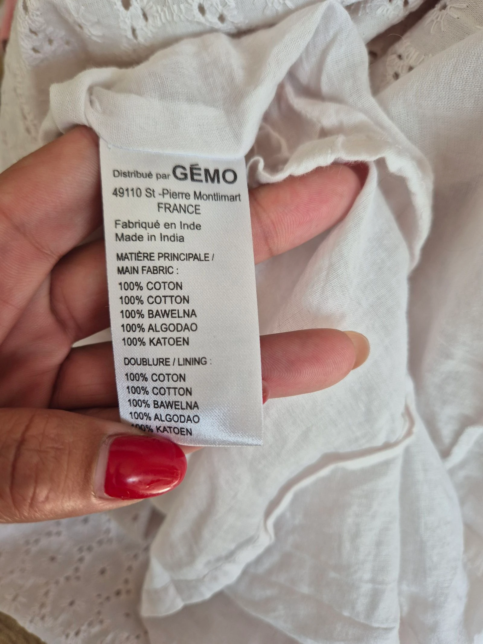 Gémo bohemien geborduurde witte jurk T40 100% katoen – gevoerd, ritssluiting – photo 8